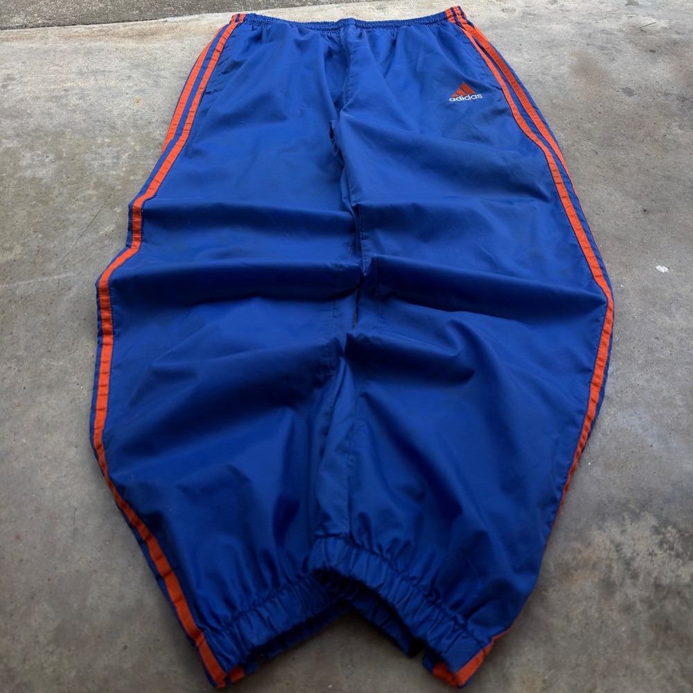 Vintage 90s Adidas Track Pants Baggy Knicks Colorway Blue Orange Size M (i3)